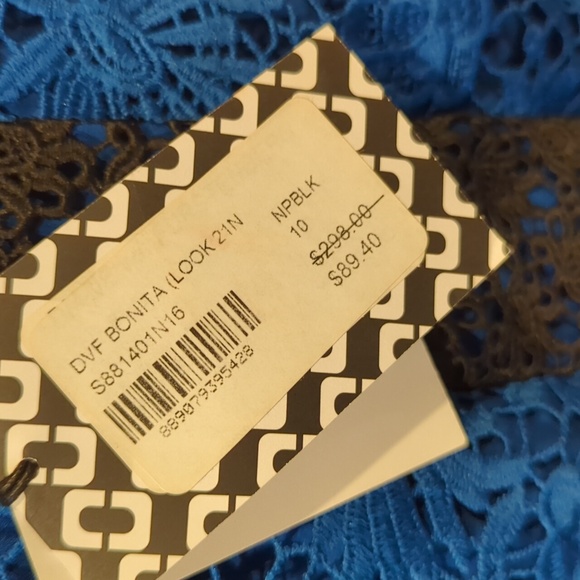 DVF NWT lace crop sleeveless top. Royal Blue and black. Size 10. - Picture 7 of 16